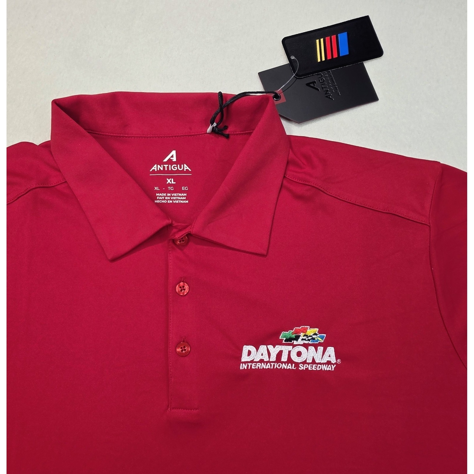 New Daytona International Speedway Polo Shirt Mens Xl Red Nascar Racing 500
